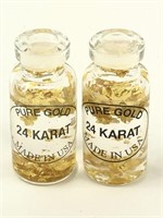 (2) 24KT Gold Flakes Glass Vials