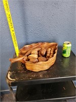 Wooden Bowl w/ Wooden Fruit Decor