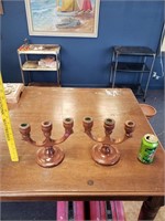 Lot of 2 Wooden Candle Holders