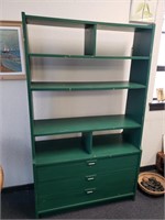 Green Wooden Shelf w/ 3 Drawers
