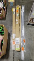 Misc lot of curtain rods, blinds