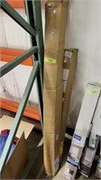 (2) boxes of window blinds, curtain rods