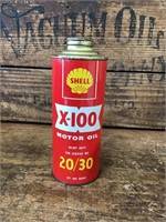 Shell X-100 20/30 Quart Oil Tin
