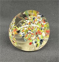 Vintage Multicolor Confetti Art Glass Paperweight