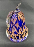 Vtg Venetian Art Glass Pear w/ Adventurine & Blue