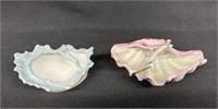 (2) Vtg Porcelain Sea Shell Dishes 5" & 4.25"