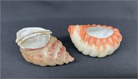 (2) Vtg Porcelain Sea Shell Dishes 3.25" & 3.5"