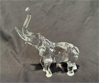 Lead Crystal Trunk Up Elephant Figure 7.5"