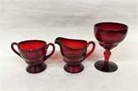 New Martinsville Moondrops 4" Red Wine +