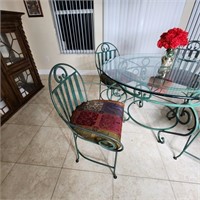 Glass and Wrought Iron Table (48" diameter) with