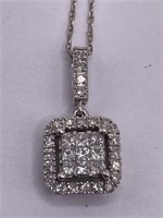 10K Gold Princess Cut Diamond Necklace