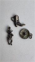 Sterling Bracelet Charms Cowboy Western Rodeo