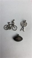 Sterling Bracelet Charms Sports Bicycle Football