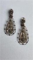 Sterling Earrings Vintage Etruscan Revival Clip