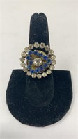 Blue Crystal Heart Ring