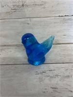 Blue glass bird paper weight