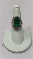 Green Oval Cut Stone Ring