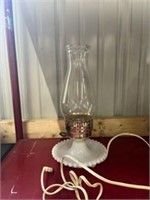 Vinatge milk glass lamp