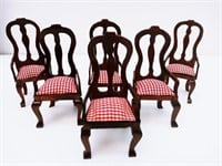 6 Dollhouse Miniature Wood Dinning Room Chairs