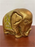 Venetian Elephant Green & Gold Ceramic, Circa 1980