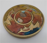 Solid Brass enameled dolphin paperweight