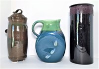 Ceramic Pitcher, Vase, and Lidded Jar