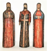 Trio of Hand Painted Plaster Monks