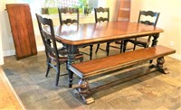 Two Toned Dining Table with Bench