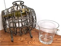 Glass Ice Bucket with Metal Wine