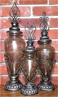 Glass and Metal Lidded Jars on Stands
