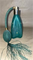 Mid Century Turquoise Art Glass Perfume Bottle