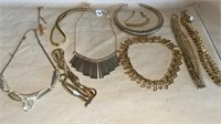 Vintage Gold Tone Necklace, Bracelet, Chockers