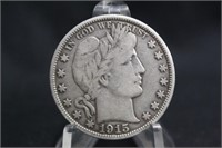 1915-D Barber Silver Half Dollar