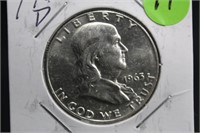 1963-D Uncirculated Franklin Silver Half Dollar