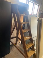 Antique Wooden Jasper Desk Bldg Warehouse Ladder