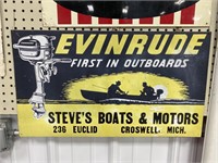 Evinrude Boats and Motor Sign 13 1/2 x 23 1/2"