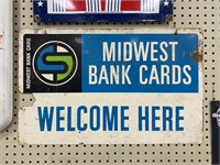 Midwest Bank Card Sign Metal 15x24