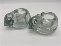 GLASS CAT CANDLE HOLDERS