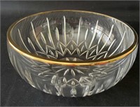 Hand Cut 24% Full Lead Crystal Bowl With Gold Trim