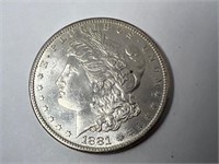 1881 S Morgan silver dollar