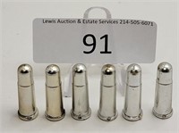 Ben Art Set of 6 Silver Toned Toy Bullets