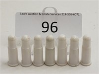 Set of Seven 45 Cal USA White Plastic Toy Bullets