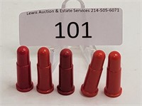 Set of 5 Red Plastic Toy Bullets