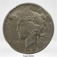 1926 S US Silver Peace Dollar Coin- AU