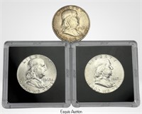 2 White Brill. 1963 & 1948 D Franklin Half Dollars