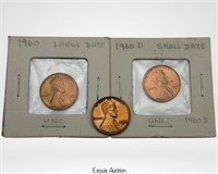 1960 US Lincoln Cent Coins- DD, Large & Small Date