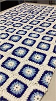 8' x 8' blue and white chunky bedspread/ afghan,