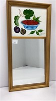 Mirror in gold frame, handpainted fruits and
