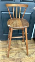 Stool, 40 in tall, spindle back, ladder frame,