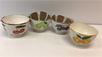 4 SMUCKERS bowls with painted fruits